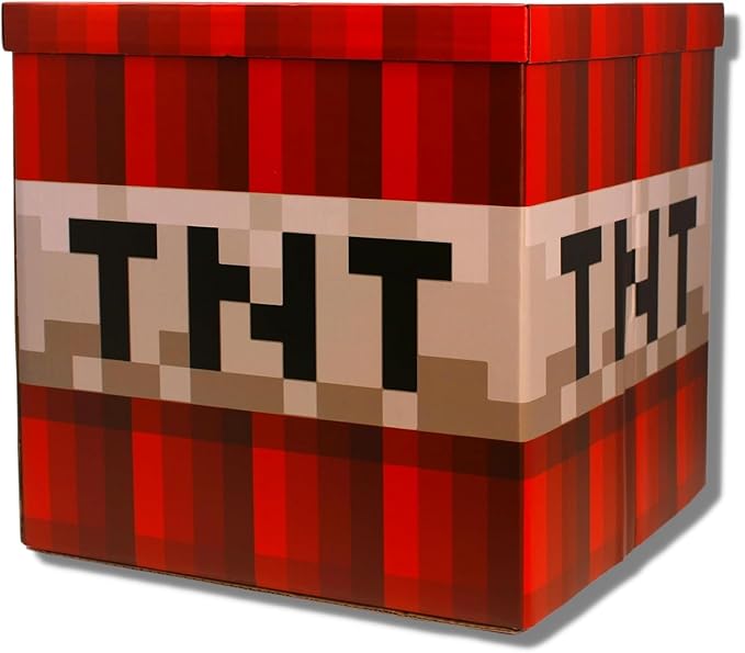 Large 14 x 14 Pixelated Box - 4 Pack | Birthday Party Supplies | Storage Decoration and Prop, Big Birthday Box | Storage Bin Chest With Lid Gift Accessory (4 Pack)