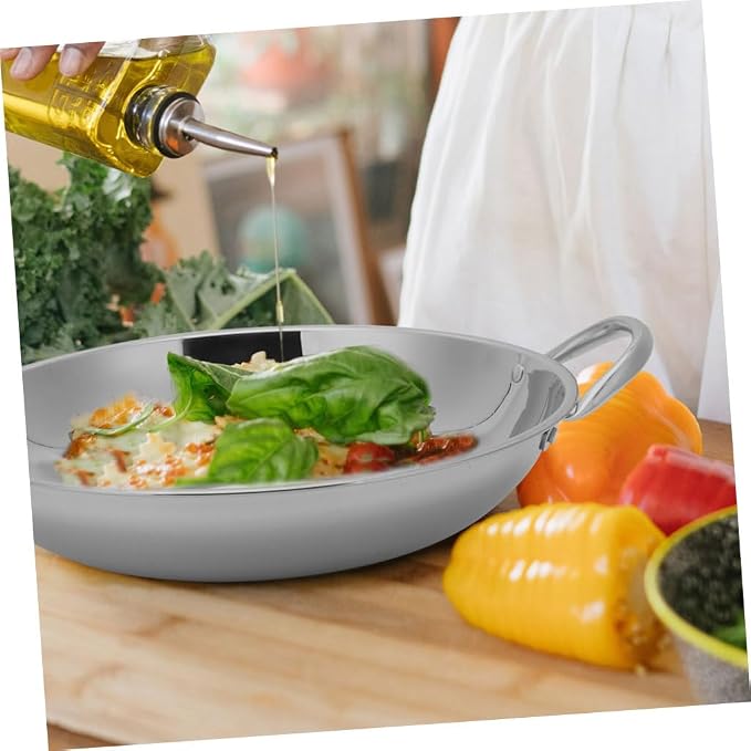 Homoyoyo Non-Stick Stainless Steel Korean Wok 30cm - Versatile Cast Iron Egg Pan for Outdoor Cooking