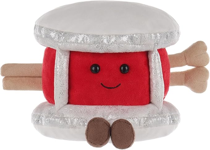 Apricot Lamb Happy Drum Plush Stuffed Animals for Kids, Soft Cute Plush Toys for Baby Girl and Boy, Fluffy Happy Drum Red