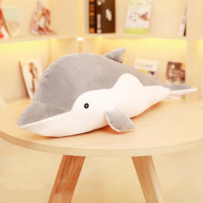 Stuffed Dolphin Animal Plush Toys 20 Inches Gray Large Animal Stuffed Plushies Super Soft Cute Cuddly Pillow Cushion Stuff Dolls Birthday Gifts for Children Kids Boys Girls Room Decor, 20Inches