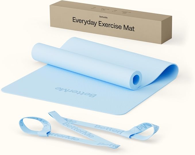 BetterMe Yoga Mat - Non-Slip Exercise Mat for Women - Cushioned Pilates Mat for Home Workouts, Stretching & Hot Yoga - Portable Fitness Mat with Strap