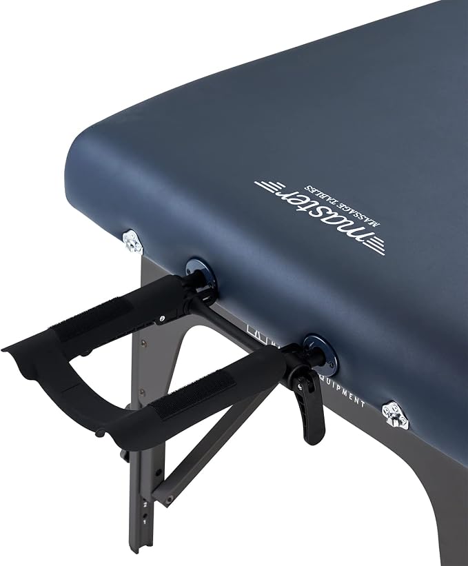 Master Massage Montclair Pro 31” Portable Massage Table Package – Memory Foam, Reiki Panels, Shiatsu Cable Release, Spa, Tattoo & Facial Bed, Royal Blue