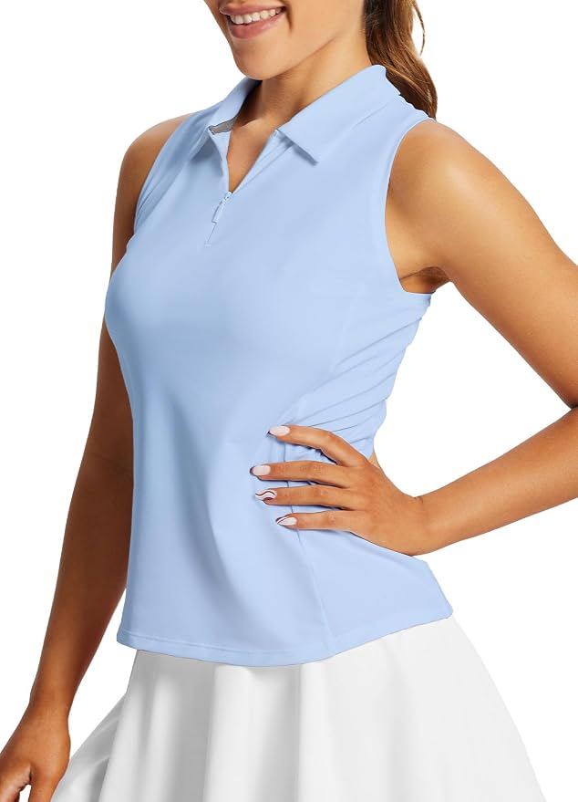 baleaf Women's Golf Shirts Sleeveless Polo Racerback with Zipper Collar | Upf 50+ Sun Protection; Racerback for Free Movement; Quick-Dry and 1/4 Zipper Collar.Perfect for Golf, Tennis and Pickleball
