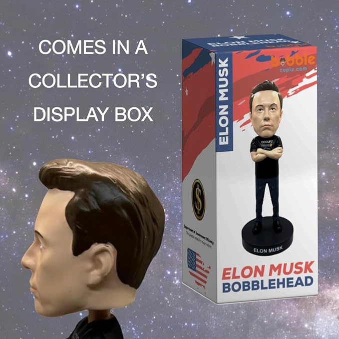 Elon Musk Bobblehead, Entrepreneur and American Patriot, Trump Doge, Premium Polyresin Collectible Statue, 8 Inches Tall, World Leaders Series, Patriots