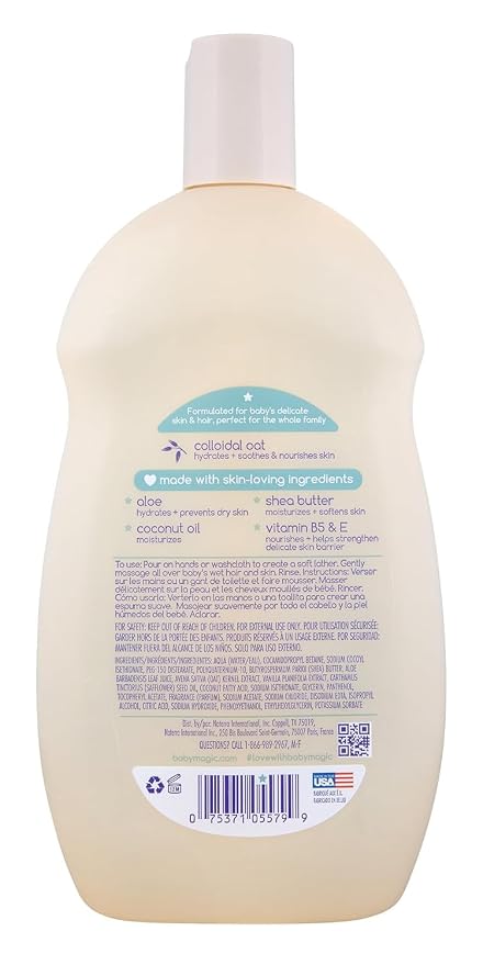 Baby Magic Soothing Hair & Body Wash, Vanilla & Oat, Soothes and Cleanses, Specially Formulated for Baby's Delicate Skin, Tear Free, Hypoallergenic, Dermatologist Recommended, 16.5 Fl Oz