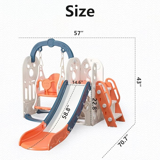 monleelnom Children's Slide Suitable for Children Age 1-12 Years Old to Play and Climb on The Slide. Equipped with Basketball and Storage Space Suitable for Indoor and Outdoor use