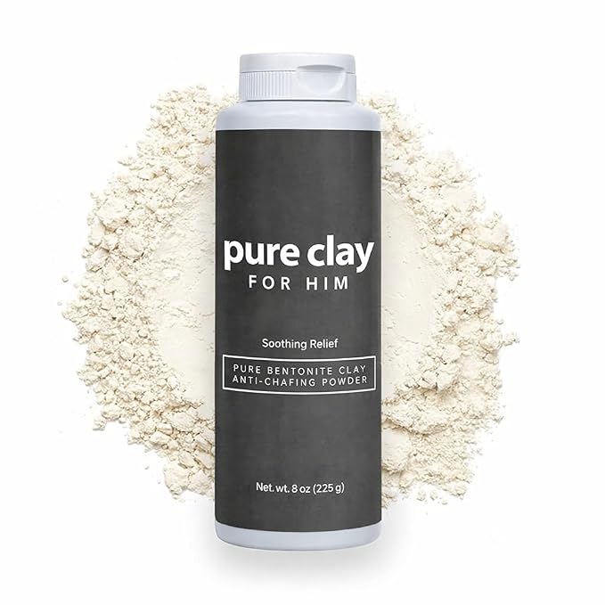 Pure for Him Mens Talc-Free Body Powder, Food Grade Bentonite Clay, Anti Chafing, Foot Powder, Dry Fresh Skin Comfort for Thighs Groin Underarms, Unscented 8 oz Calcium Bentonite Men Deodorant