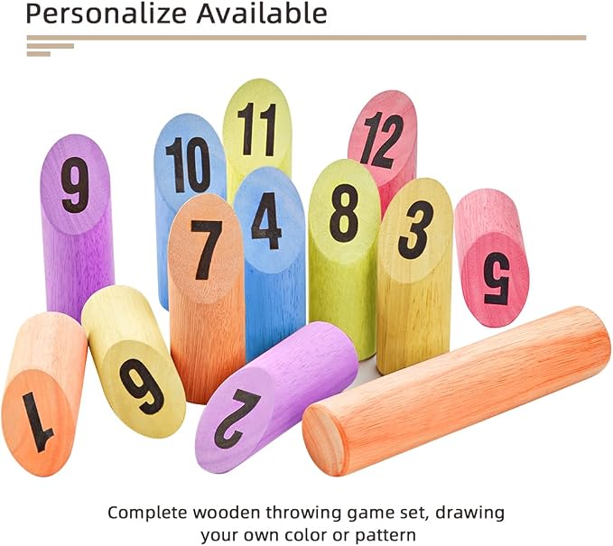 ApudArmis Wooden Tossing Game Set, Numbered Block Toss Games Set with Scoreboard & Carrying Case - Outdoor Lawn Backyard Beach Game for Adults Family