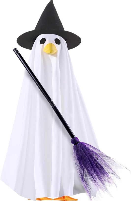 DIYDEC Halloween Ghost Goose Outfit Lawn Porch Goose Clothes Fall Halloween Goose Costume for 23" Geese Outdoor Patio Yard Lawn Decoration