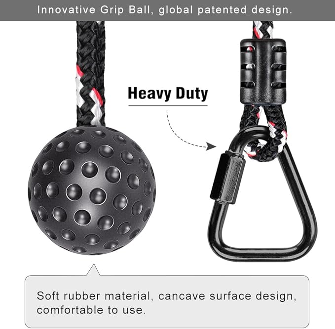 2 Pack Ninja Monkey Bars with Grip Ball 250LB Capacity Obstacle Course Bars with Safety Carabiners Trapeze Swing Bar for Slackline Ropes Swing Set Bars for Kids & Teens Ninja Line, Backyard ( Black )