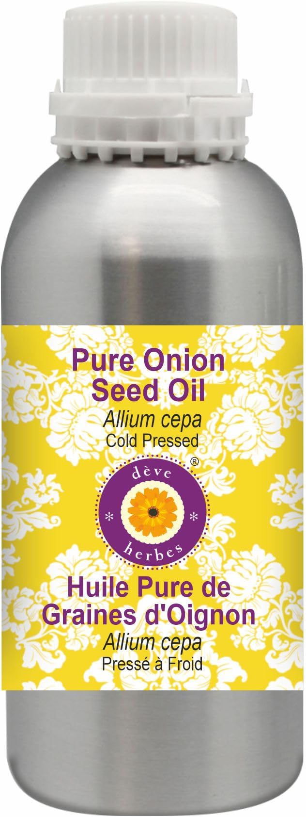 Deve Herbes Pure Onion Seed Oil (Allium cepa) Cold Pressed 300ml (10 oz)
