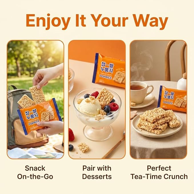 Korean Crunchy Baked Seaweed Rice Crackers (Sweet Pop Rice 10.2oz) | Crunchy baked korean crackers & pop rice; alternative to japanese rice crackers; traditional crispy nurungji snack packs