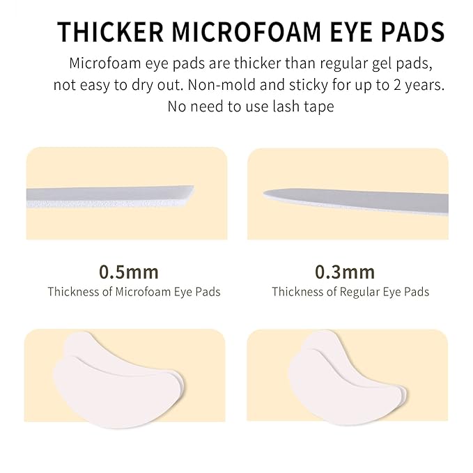 100 PCS Foam Eye Pads for Lash Extensions, 2.76" Under Eye Pads for Eyelash Extensions, Micro-foam Lash Pads Lint Free, Stick Well, No Tape Needed, Hypoallergenic, Waterproof