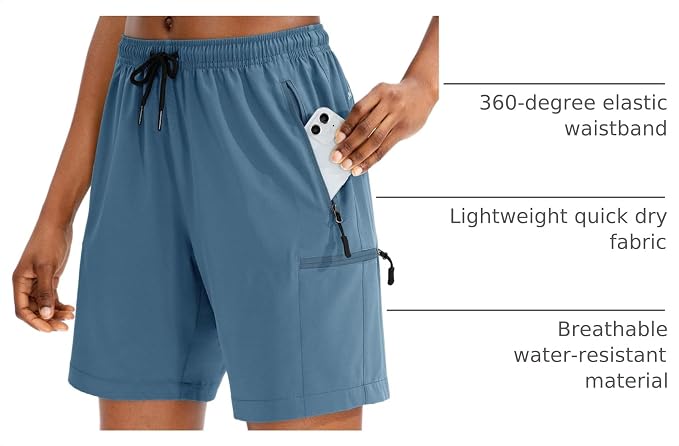 SANTINY Women's 5''/ 7''/9'' Hiking Cargo Shorts Quick Dry Lightweight Summer Shorts for Women Athletic Golf Zipper Pockets