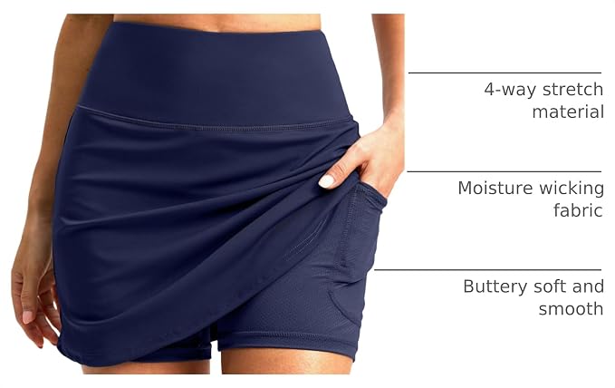 G Gradual 16"/18" Skorts for Women Golf Skirt with 2 Pockets Summer Casual | Built-In Shorts, High Waist, Soft 4-Way Stretch, Breathable Mesh Liner, Tennis Pickleball Athletic Wear, Easy To Match
