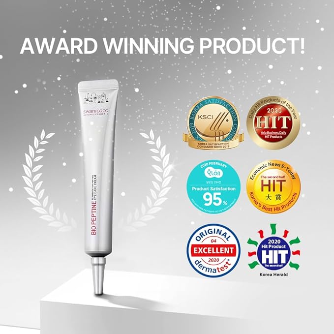 SWANICOCO Pregnancy Safe Fermentation Peptine Eye Care Cream Under Eye Cream with 8 Peptides and Niacinamide, Anti Aging Eye Cream for Wrinkles & Crows Feet Korean Skincare 20ml 0.68 Fl Oz