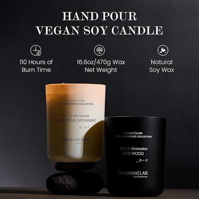 M&SENSE Natural Soy Large Candle| Forest Lodge | 16.6 oz, 95H Burn | Mini Spring Scented Candles for Relaxation,Meditation, Home Décor | for Bedroom, Office, Party