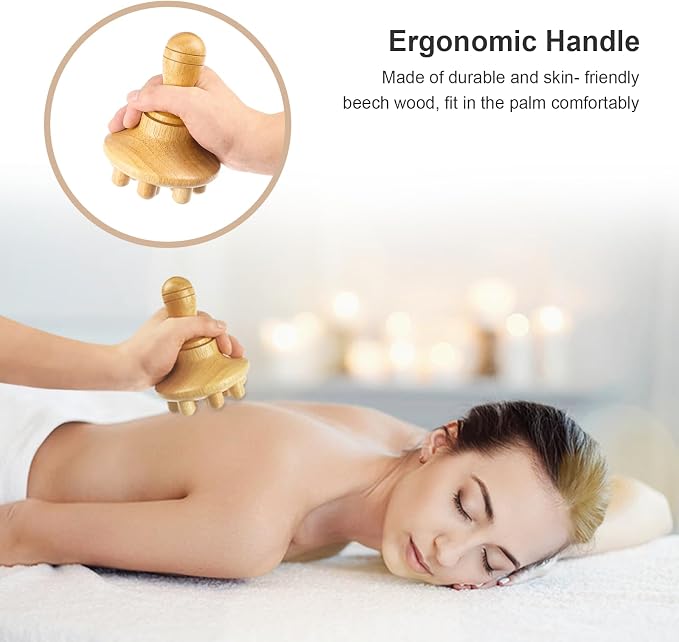 Wood Therapy Massage Tool Wooden Lymphatic Drainage Massager One-Handed Body Sculpting Tools,Physical Therapy Tools, Muscle Scraping Tool,Gua Sha Wood Therapy Tool-5.5 * 4.3 inches