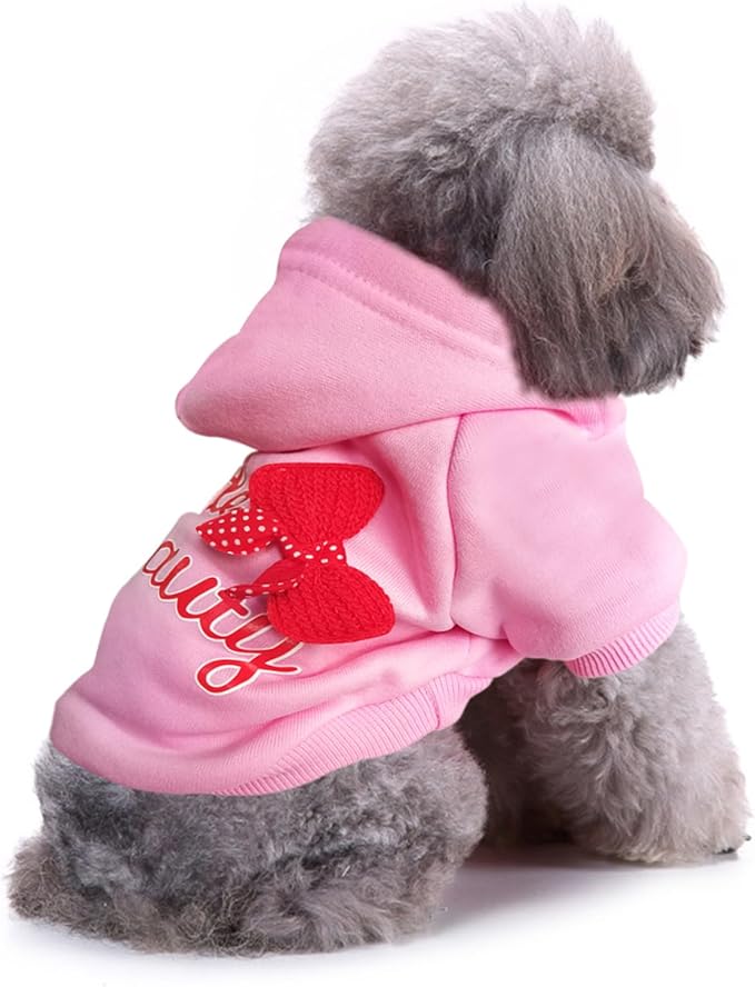 Jecikelon Winter Dog Hoodie Sweatshirts Warm Clothes for Small Dogs Chihuahua Coat Puppy Clothing Cat Custume (Medium, Y01-Pink)