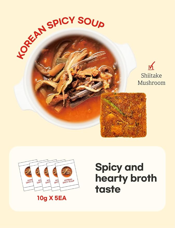 Korean Frozen Dried Spicy Soup 10g × 5ea Easy cooking Individual packaging 한국 전통 국/육개장
