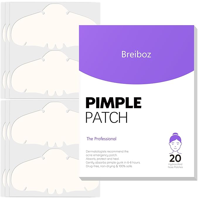 Pimple Patches for Nose, Nose Pore Patches, XL Hydrocolloid Acne Patches Cover Zit Blemishes & Absorb Oil with Tea Tree, Salicylic Acid & Cica Oil | 20 Patches
