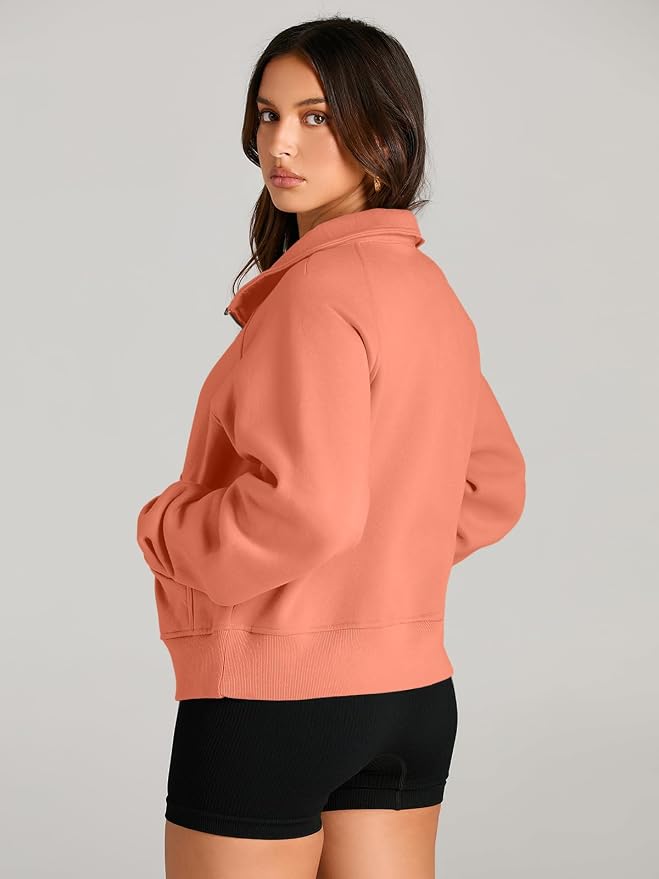 AUTOMET Womens Sweatshirts Half Zip Fleece Pullover Fall Outfits | Fall Fashion Clothes 2026,Cropped Sweatshirts,Cute Y2k Tops,Quarter Zipper Sweater,Winter Loungwear Outfits