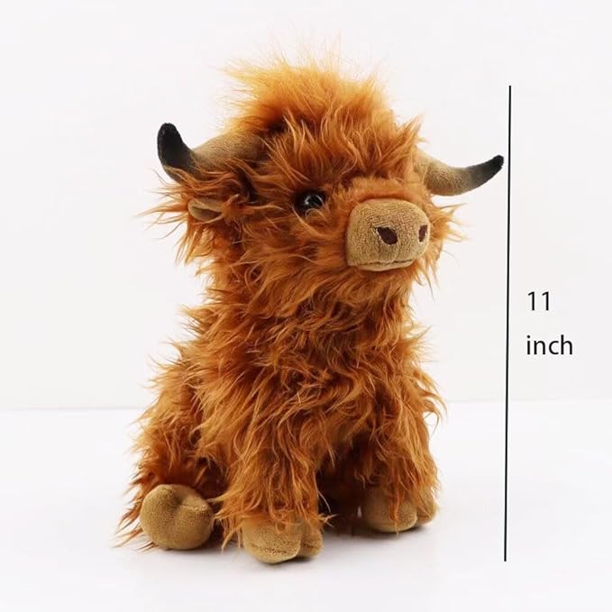 Highland Cow Stuffed Animal Cute Highland Cow Plush Doll Toy 10 inch for Girls Boys Christmas (highlandcow 25cm)