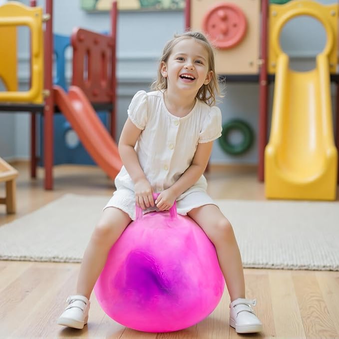 Upper Rider 20 Inch Clouds Hopper Ball for Kids Ages 6-12, Purple Pink Bouncy with Handle, Extra-Large Inflatable Jumping Ball with Pump and Gift Box, Indoor Outdoor Balance Toy for Girls and Boys