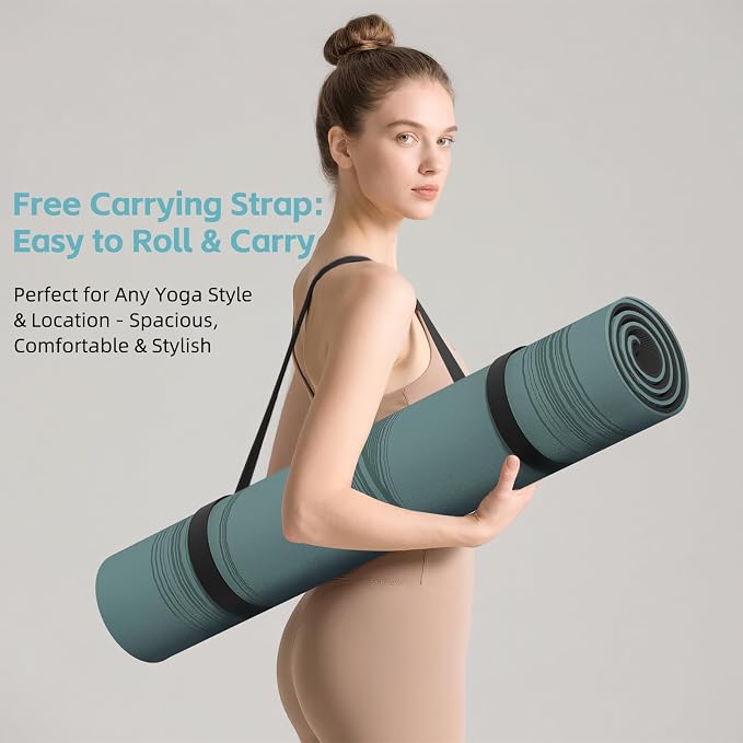 Large 76"x40"x0.4" Yoga Mat - Extra Width & Thick Non-Slip Exercise Mat, Versatile for Stretching, Yoga Studio, Gym, Home & Indoor/Outdoor Workouts