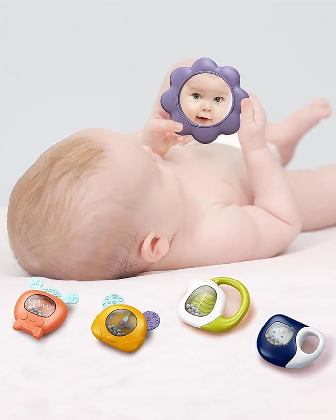 dearlomum Baby Play Mat Gym,Funny Play Piano Interactive Activity Mat with 5 Infant Sensory Toys & 4 Wrist Rattle Socks, Boy & Girl Gifts for Newborn 0 to 3 6 9 12 Months(Blue)
