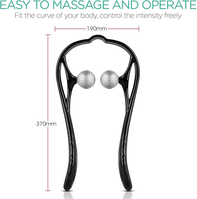 VOYOR Neck Massager Shiatsu Deep Tissue Dual Trigger Point Shoulder Massager for Pain Relief, Ergonomic Handle Design, Lightweight & Portable MS110