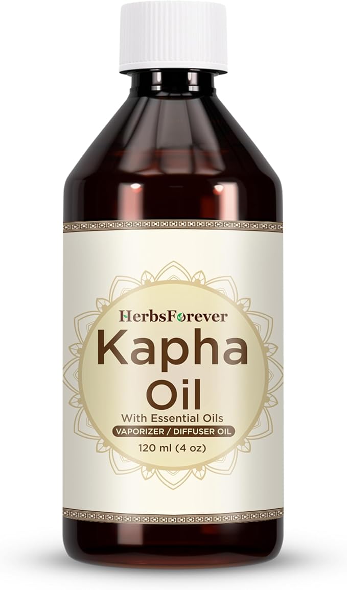 Herbsforever Kapha Oil Body Massage Oil Balance Kapha Dosha Improve the Respiration and Energies the Body Cold Pressed Premium Oil Non GMO, Vegan 4 fl oz 120 ml
