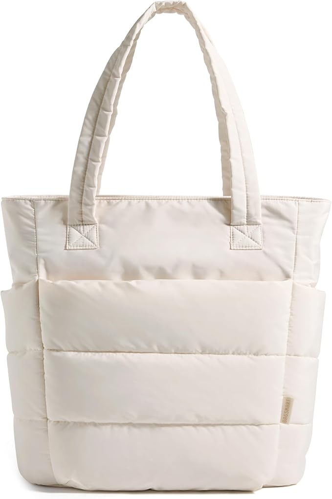 BAGSMART Tote Bag for Women, Lightweight Puffy Tote Bag with Compartments Shoulder Bag Handbag for Travel, Work, Gym | Lightweight