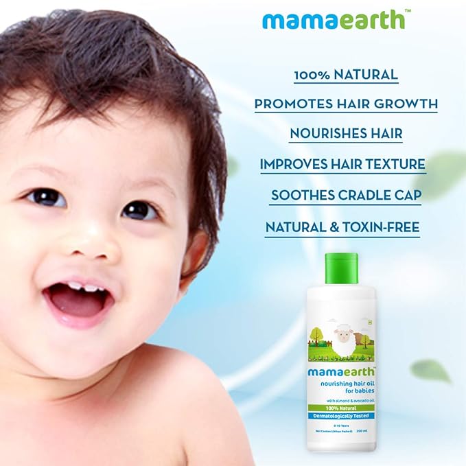 MAMAEARTH Baby Nourishing Hair Oil with Almond & Avocado oil 200ml