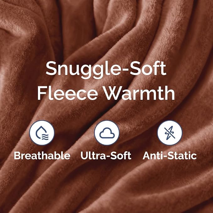Fleece Blanket Twin Size - Ultra-Soft Flannel Fleece Blanket - Mocha Mousse | Soft, Warm, Outdoor Picnic Blanket for Camping, Travel, Lightweight, Cozy, Anti-Static, Home Decor Gifts for Men & Women