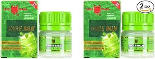 1 Pack - Twin Green Balm Essentail Oil - 2 Hu Dau Cu La Hieu Con O - 20g per Jar with 2 Jars per Order