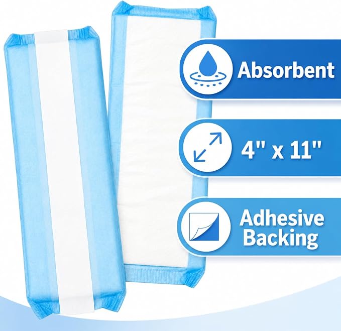 Vakly Postpartum Panty Liner Pads 4" x 11" (25 Pack) – Large Super Absorbent Maternity Pad Liners for Overnight Leak Protection, Incontinence Booster Pads with Adhesive (25, Count)