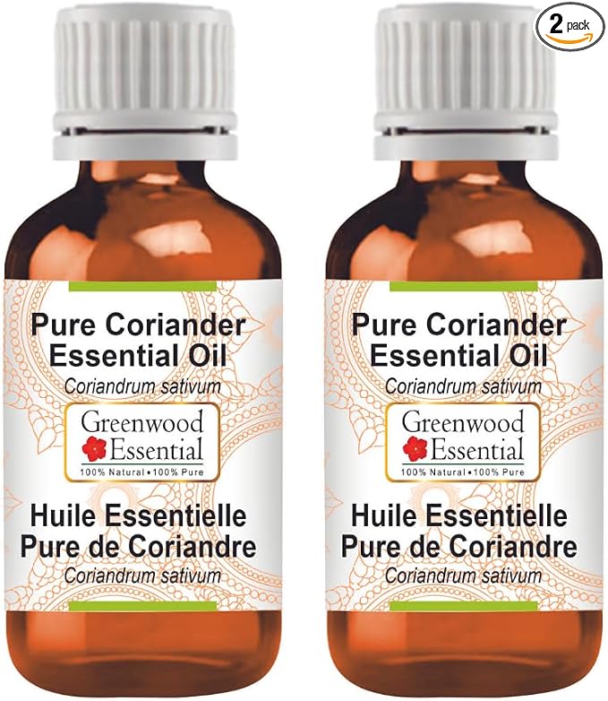 Greenwood Essential Pure Coriander Essential Oil (Coriandrum sativum) (Pack of Two) 100ml X 2 (6.76 oz)