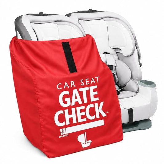 J.L. Childress Gate Check Travel Bag for Car Seats - Car Seat Travel Bag for Airplane, Fits All Baby & Infant Carriers, Airport Accessories for Gate Check, Flying Essentials, AirTag Compatible - Red