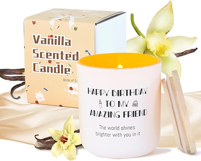HAVITI Birthday Candle for Women, Vanilla Sugar Scented Candles Soy Wax 8OZ, Luxury Happy Birthday Candle Friend, Mom Sisiter Her Men
