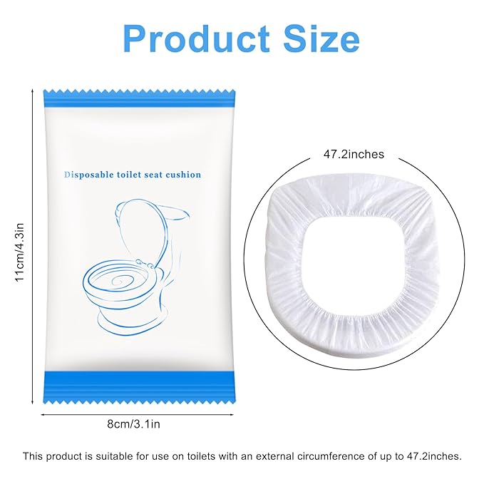50 Pack Disposable Toilet Seat Covers for Travel Public Toilet Hospital,Portable Waterproof (Individual Package)