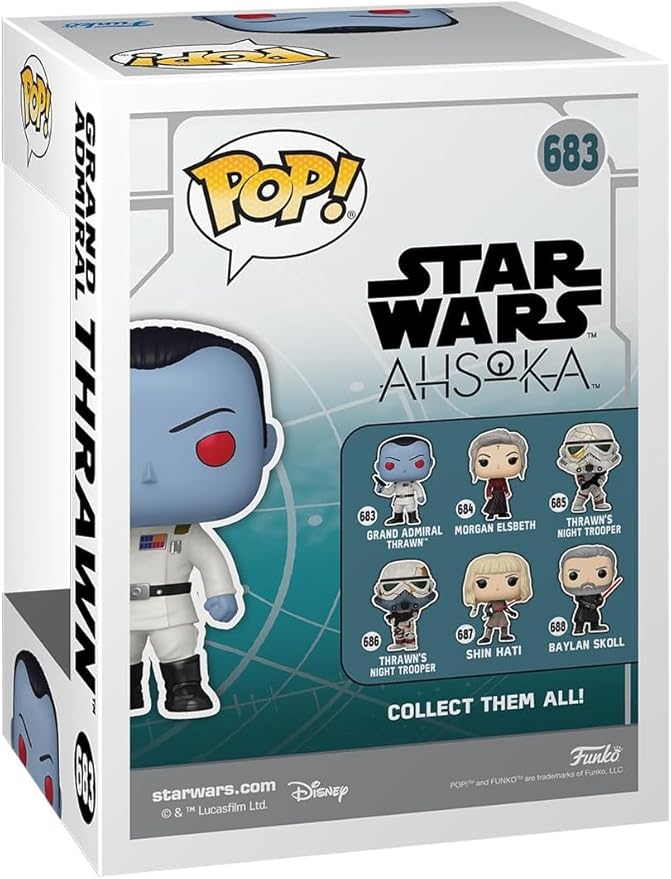 POP Star Wars: Ahsoka - Grand Admiral Thrawn Funko Vinyl Figure (Bundled with Compatible Box Protector Case), Multicolor, 3.75 inches
