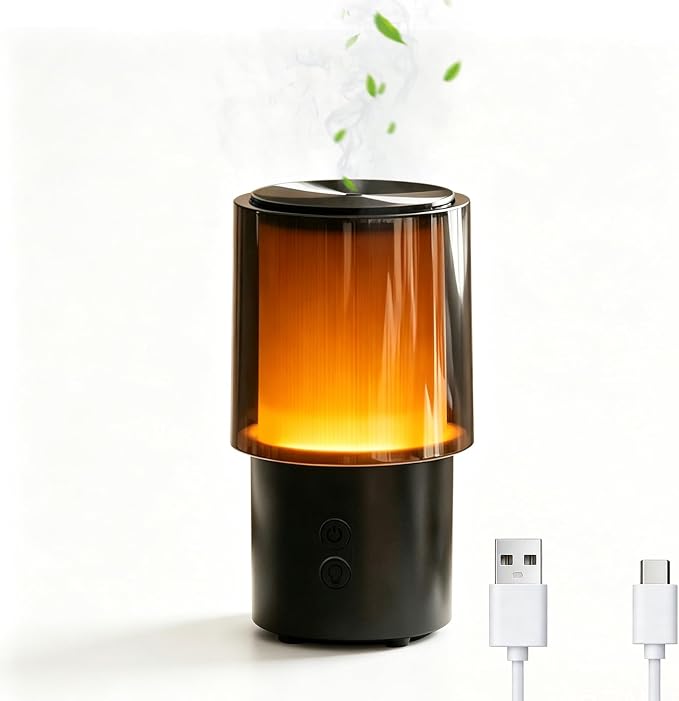 Essential Oil Diffuser 130ML, Aromatherapy Diffuser with LED Mood Lighting 2 Mist Mode, Ultrasonic Mist Humidifier for Car Home Office Bedroom ﻿ (Black)