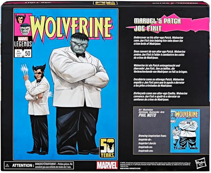 Marvel Legends Series Marvel's Patch and Joe Fixit, Wolverine 50th Anniversary Comics Collectible 6-Inch Scale Action Figure 2-Pack