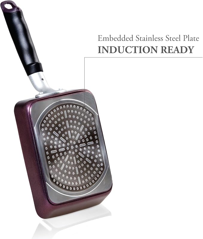 TECHEF - Tamagoyaki Japanese Omelette Pan/Egg Pan Skillet, PFOA-Free, Dishwasher Safe, Induction-Ready, Made in Korea (Purple/Medium)