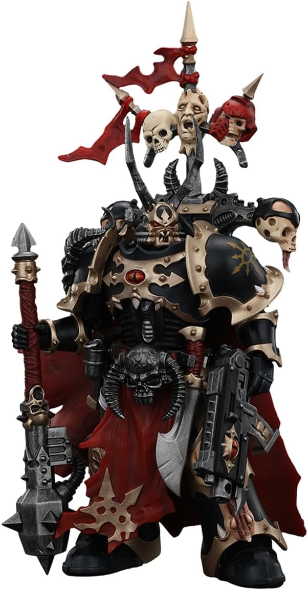JOYTOY-Warhammer 40,000-1:18-Action Figure-Chaos Space Marines Black Legion Chosen Champion with Bolter and Power Maul-Collection Model Birthday Gifts