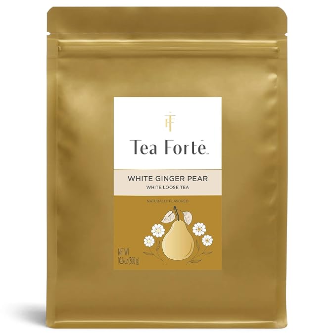 Tea Forte Premium Loose Leaf Tea Blend, Resealable 1 Pound Bag, Makes 160-175 Cups, White Ginger Pear