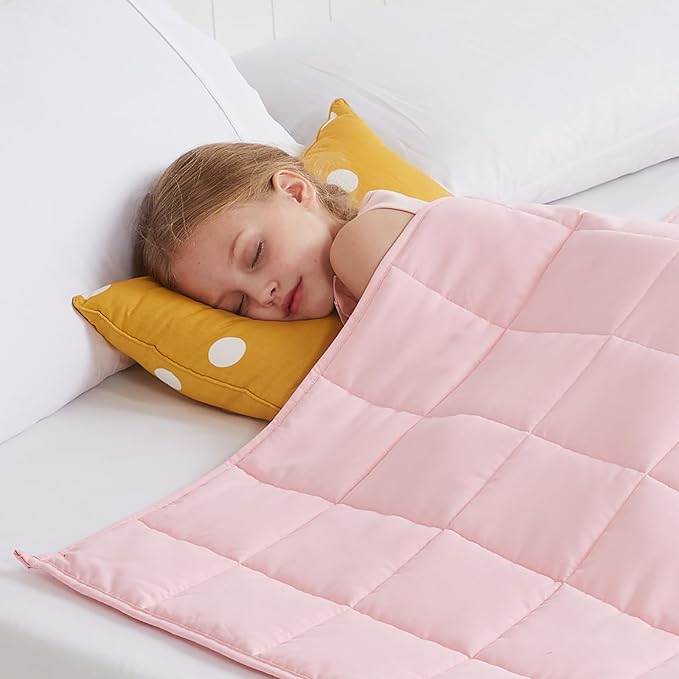Weighted Blanket - 7 lbs Pink Heavy Blanket - Small Size Breathable Lap Blanket(41"x60", 7 lbs)