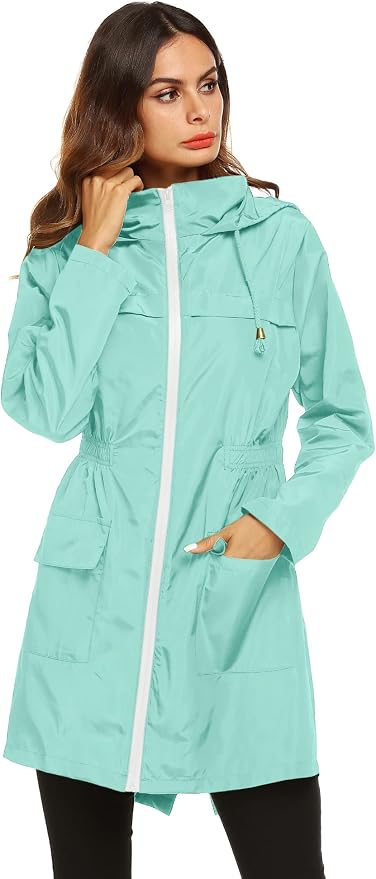 Lomon Women Waterproof Lightweight Rain Jacket Active Outdoor Hooded Raincoat