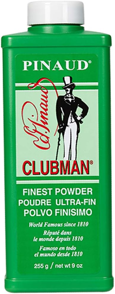 Clubman Pinaud Finest Body Powder, Sweat & Odor Control, Grooming, 9 oz | Moisture Absorbing Essential for Men with Cornstarch & Zinc Oxide, Prevents Chafing with Classic Barbershop Scent